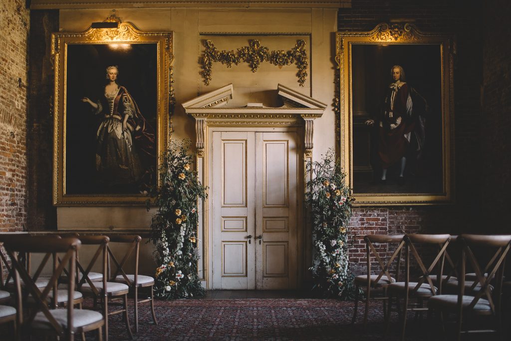 St Giles House Dorset, ceremony room, florals by loulabel florals