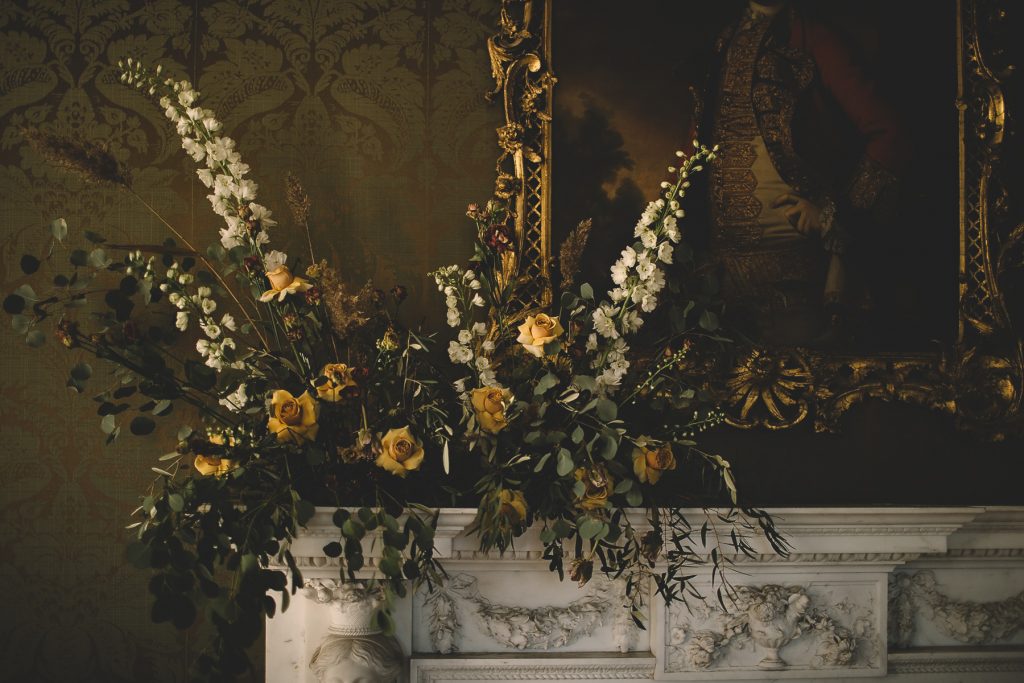 St Giles House Dorset, fireplace florals by loulabel florals