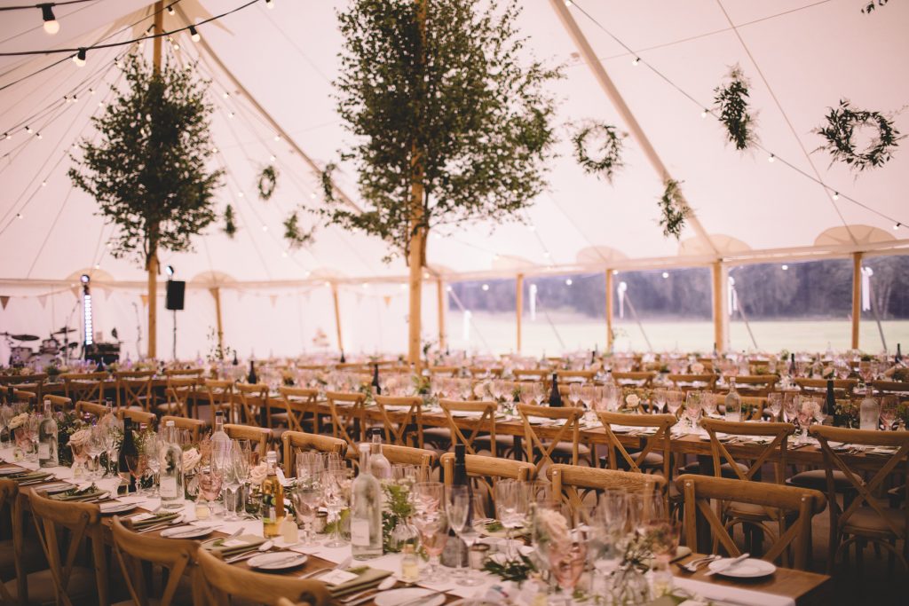 marquee wedding decor pinks and greens 